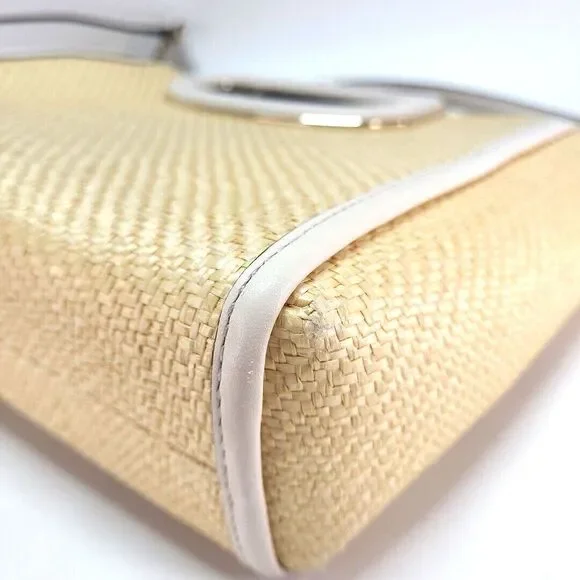 kate spade Alexia Straw Crossbody Clutch White Handbag 12x8 Retired Cottage